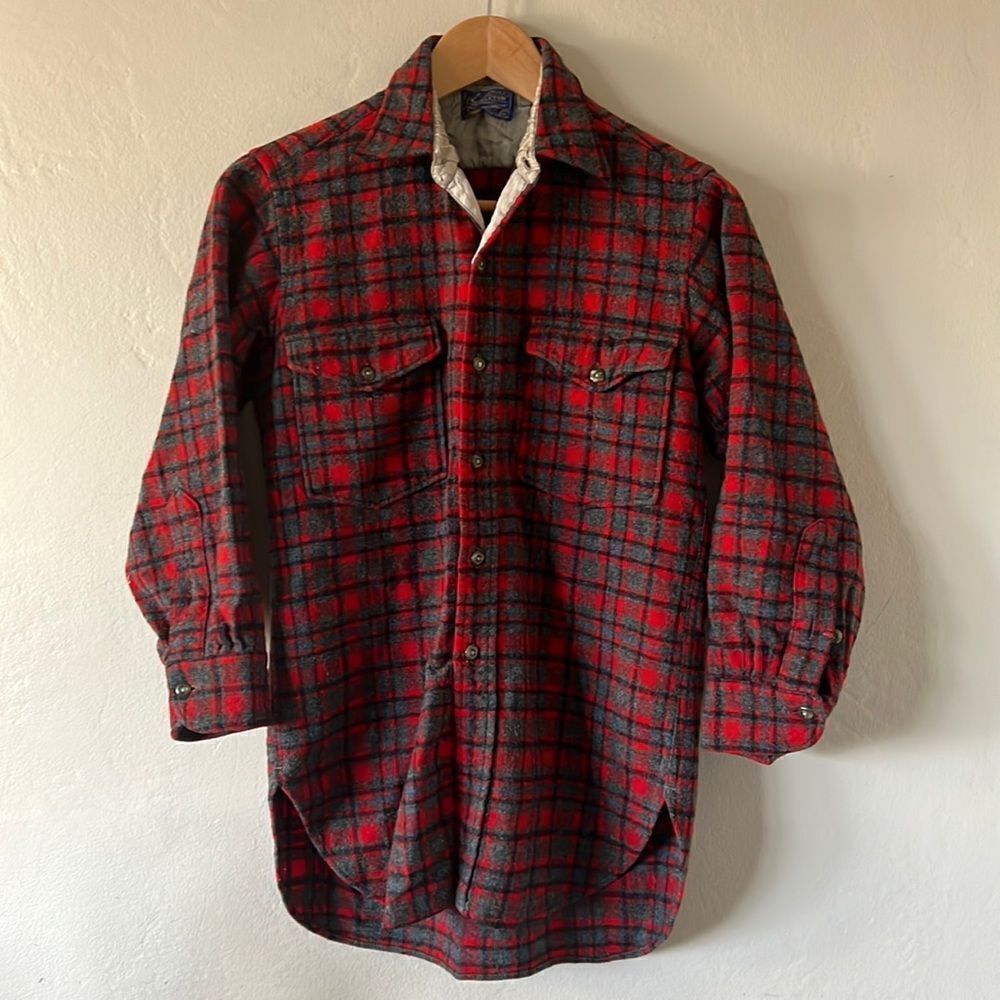 Vintage Red Pendleton Size 15 Pure Virgin Wool Long Sleeve Shirt Made in USA